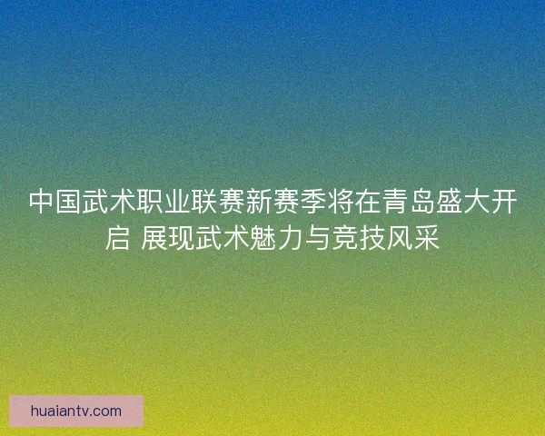 中国武术职业联赛新赛季将在青岛盛大开启 展现武术魅力与竞技风采
